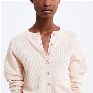 Zara Textured Cardigan with Rhinestone and Pearl